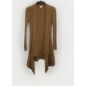 Cabi Womens Tan Ribbed Tiered Open Cardigan Sweater Duster Sz M‎